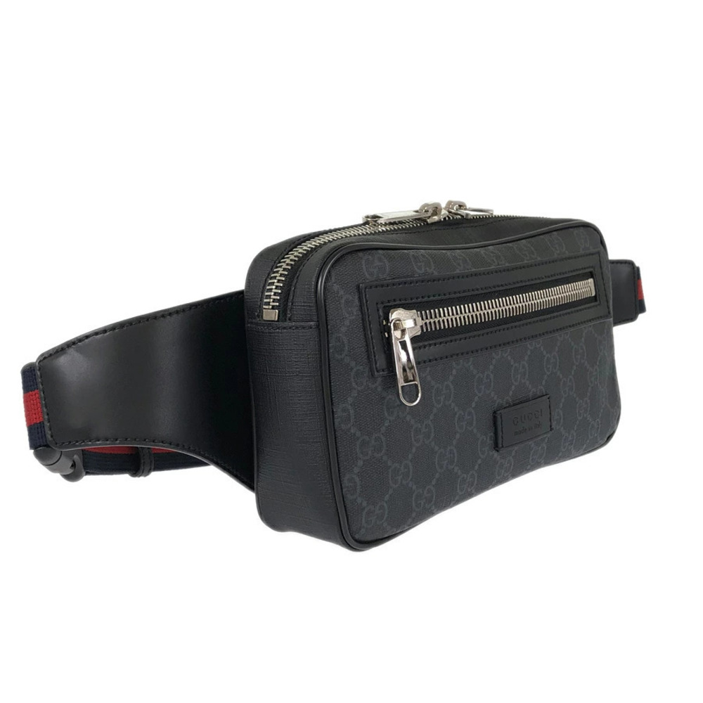 Gucci Bag Pouch Gray Leather Body Black skd Belt Clutch Waist Gray Black